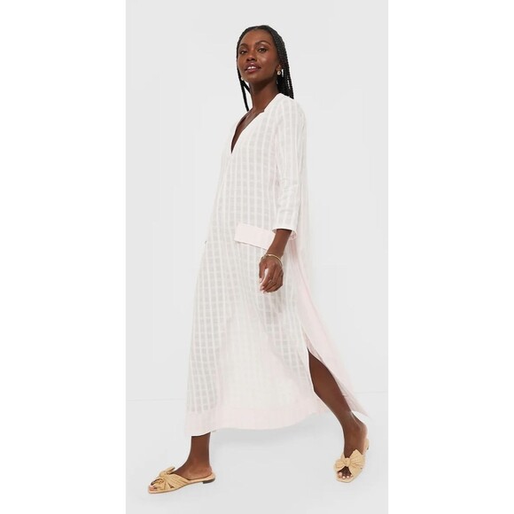 Tuckernuck Pomander Place Pink Carolina Caftan Maxi Size LARGE V-Neck SOLD OUT - Picture 3 of 11